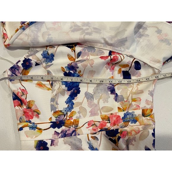 A.PEACH Womens Floral One Shoulder Mini Dress CD20468 White Blue Size Small - Picture 4 of 9